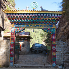 Sagarmatha National Park entrance gate, EBC trek, Nepal