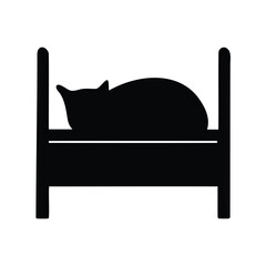 Silhouette of a cat sleeping comfortably on a cozy bed frame