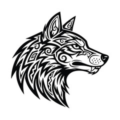 Obraz premium Tribal wolf head with intricate patterns isolated on white background