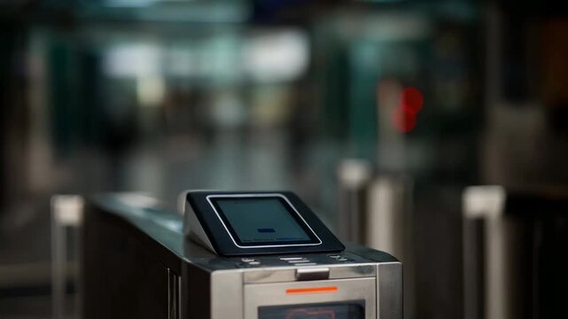 Closeup of an employee swiping a security card at a digital access control reader for authorized building entry.