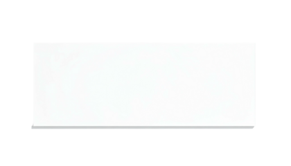 A rectangular, white object, likely a board, with a slight grey shadow against a black backdrop