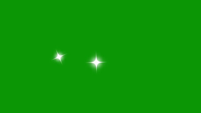 Glowing and twinkling star motion graphics on green screen background. cartoon star shining starburst Blinking retro vector stars and dots,twinkling starry night sky looping animation. 4k background