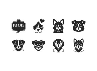 Fototapeta premium Set of dog faces and pet care icon