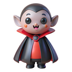 Cute Baby Vampire Cartoon Character in Red and Black Cape