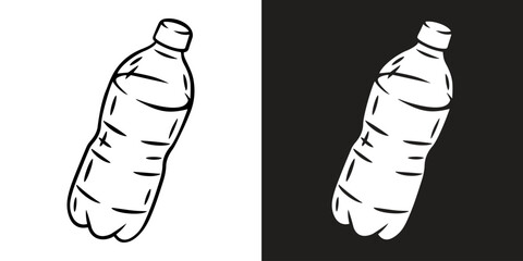 Hand drawn sketch of a plastic bottle isolated on white background