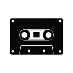 Cassette Tape Black Silhouette Vector Illustration