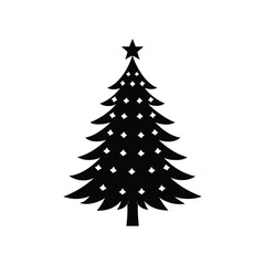 Christmas Tree Black Silhouette Vector Illustration