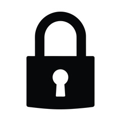 Padlock Black Silhouette Vector Illustration