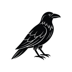 Crow Mascot Tattoo Style Silhouette Vector Illustration
