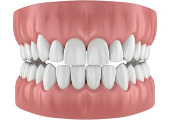 Realistic human teeth isolated on transparent background, dental model for educational and medical purposes, anatomical representation