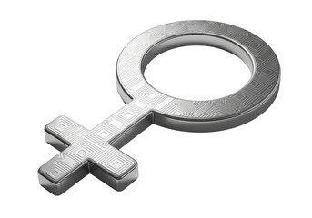 Silver female gender symbol isolated on transparent background, feminism and women s rights concept PNG © Ryan