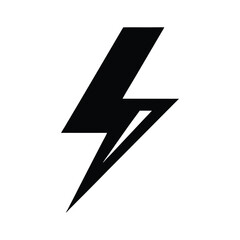 Lightning Bolt Silhouette Logo Solid Black Vector Illustration