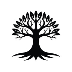 Tree Silhouette Vector Bold Solid Black Vector Illustration
