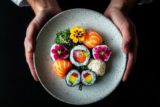 Artfully Presented Sushi Platter