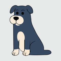 Cute Cartoon Dog Sitting – Adorable Blue and Cream Puppy Illustration, Friendly Pet Animal Clipart, Simple Flat Vector Design for Kids, Logo, Stickers, or Educational Projects