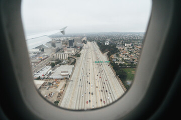 View of the Highway From Airplane Window