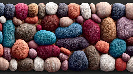 Colorful pebble wall texture, a natural stone banner background for design