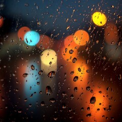 Water drops on the glass. Abstract background with bokeh effect.