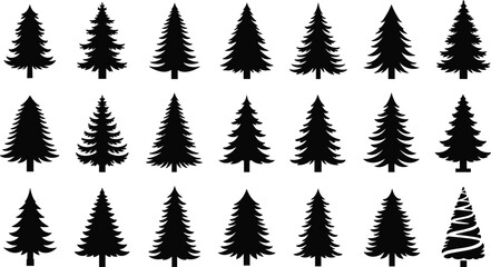 Pine tree, silhouette, coniferous, forest, nature, black and white, minimal, evergreen, foliage, holiday, \rid, stylized, festive © Its Morsed here