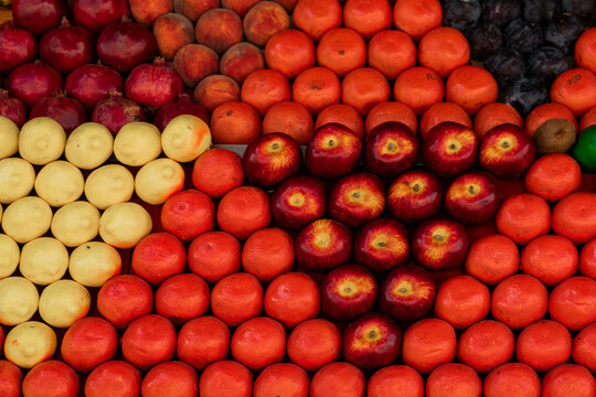 Colorful Fruit Display at Market