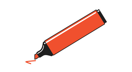 A single orange highlighter marker isolated on a clean white background