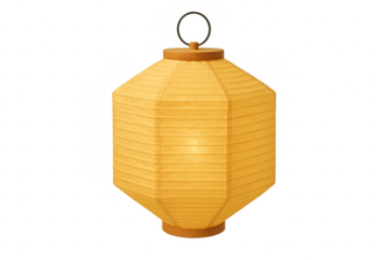 Yellow hexagonal paper lantern illuminating festive decoration