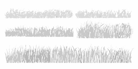 Collection of abstract stylized grass borders in various lengths and densities on a white background
