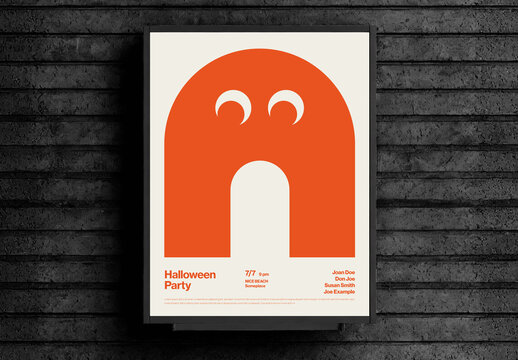 Halloween Party Poster Template with Scared Ghost