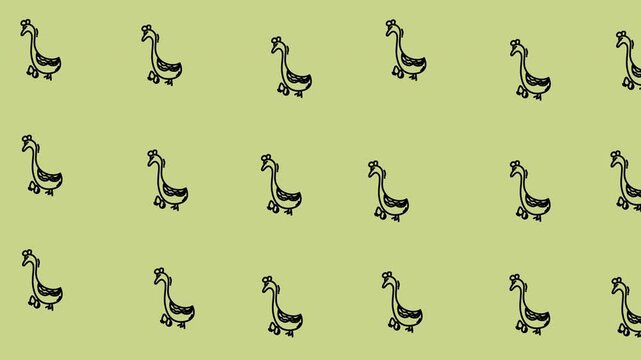 Looping pattern animal duck on pastel green, perfect for background designs, textiles, stationary, and digital wallpapers with an animal theme