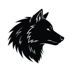 Naklejka premium Black wolf head silhouette isolated on white background