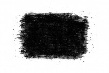 Black grunge distressed texture overlay on transparent background creating an abstract ink blot frame element