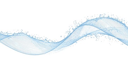 Light blue wavy water splashes against white background