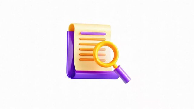 A colorful magnifying glass over a scroll with lines, symbolizing search and discovery.