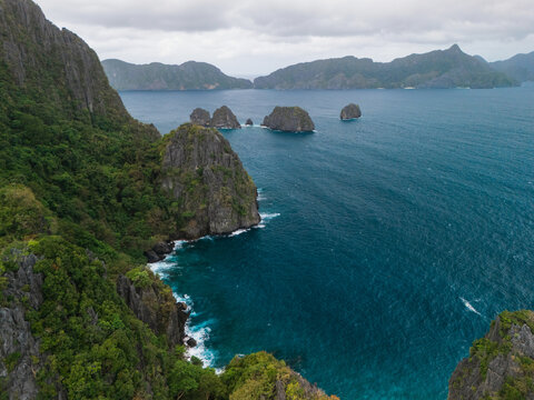 Aerial view of the coast of Palawan island on the Philippines 