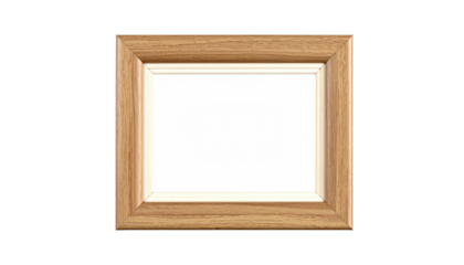 A wooden rectangular frame with a white interior against a black background