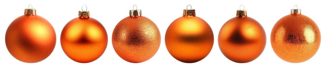 PNG Shiny orange Christmas ornaments displayed, element set on transparent background