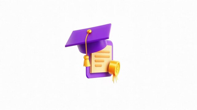 A vibrant purple graduation cap with a tassel, representing achievement and education.