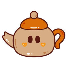 Cozy teapot with face clipart