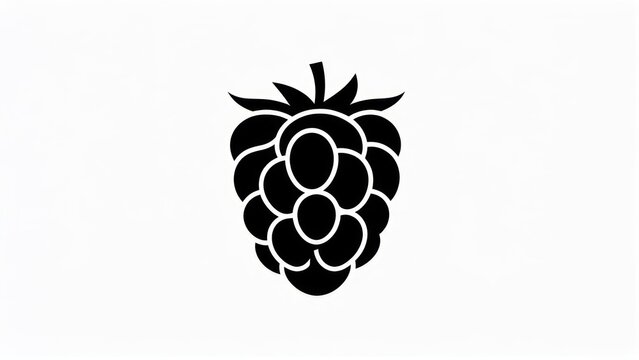 Black and white raspberry icon on a clean white background.