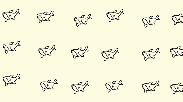 Looping pattern animal whale on pastel color, perfect for background designs, textiles, stationary, and digital wallpapers with an animal theme