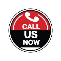 Call us now button isolated on white background, a vector illustration of a call button with a telephone receiver icon and the words call us now