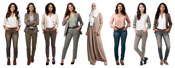 PNG Diverse professional women smiling, element set on transparent background