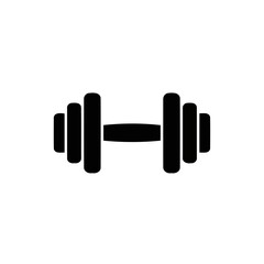 Solid Black Minimalist Dumbbell Vector Illustration