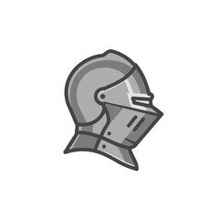 Cartoon Style Medieval Knight Helmet Vector Illustration
