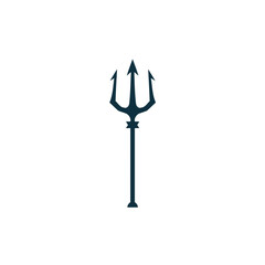 Minimalist Deep Navy Blue Trident Vector Illustration - Ancient Mythology and Ocean Power Symbol