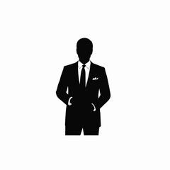 Silhouette of a businessman standing on white background vector illustration.