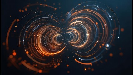 Fototapeta premium Abstract futuristic technology background with swirling light trails.