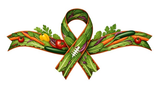 Vegetable ribbon isolated on white background, healthy eating and vegetarian concept