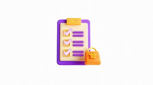 A colorful checklist with purple and yellow elements on a white background, symbolizing organization and productivity.