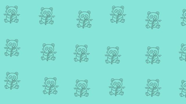 Looping pattern animal panda on pastel blue, perfect for background designs, textiles, stationary, and digital wallpapers with an animal theme